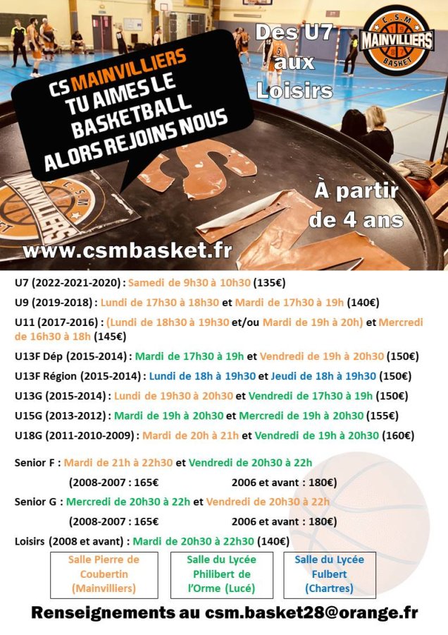 Infos Saison 2026/2027 - Reprise le 1er septembre